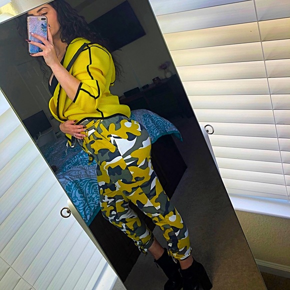 Military yellow and olive cargo pants size M/L - Picture 3 of 7